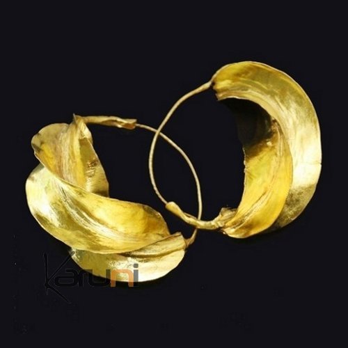 Fulani Earrings Hoops African Ethnic Jewelry Gold Version/Golden Bronze Mali Jumbo 8 cm/3.1 inches