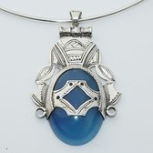 Agate silver pendant necklace