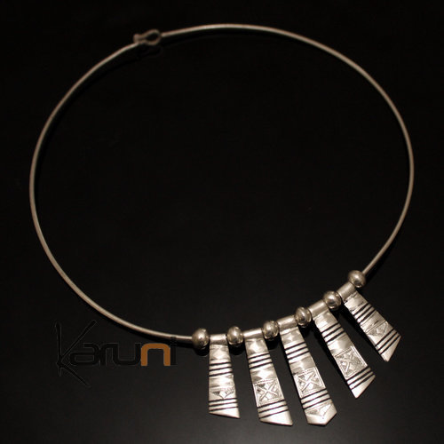 Choker Necklace Sterling Silver  Ebony Pendants Tuareg Tribe Design 07