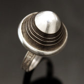 Ethnic Ring Sterling Silver Jewelry Cone Ebony Lines Tuareg Tribe Design
