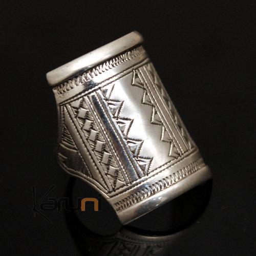 Ethnic Tuareg Tribe Design Signet Ring Silver Engraved Unisex  12