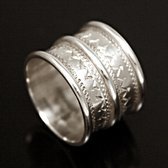 Ethnic Engagement Ring Wedding Jewelry Sterling Silver Large 3 Engraved Lines Men/Women Tuareg Tribe Design 02