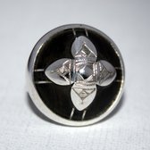 Ethnic Flower Ring Sterling Silver Jewelry Ebony Dome Tuareg Tribe Design 02 b