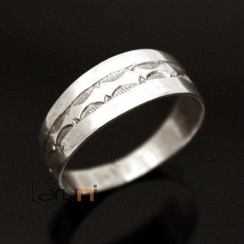 Ethnic Engagement Ring Wedding Jewelry Sterling Silver Flat Engraved Men/Women Tuareg Tribe Design 06