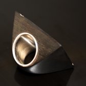 Ethnic Jewelry Ring Sterling Silver Ebony Big Square Tuareg Tribe Design 01 KARUNI b