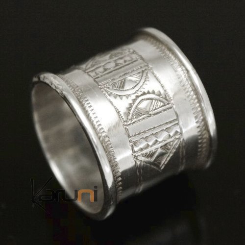 Ethnic Engagement Ring Wedding Jewelry Sterling Silver Large Engraved Men/Women Tuareg Tribe Design 08