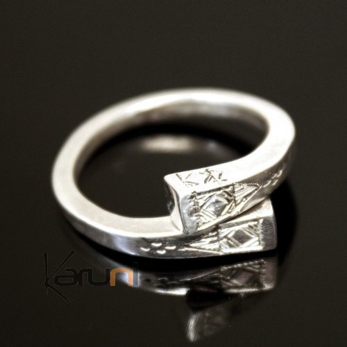Ethnic Jewelry Ring Sterling Silver Crossed Engraved Nail Tuareg Tribe Design KARUNI