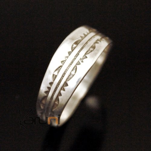 Silver Ring Alliance flat engraved man / woman 09