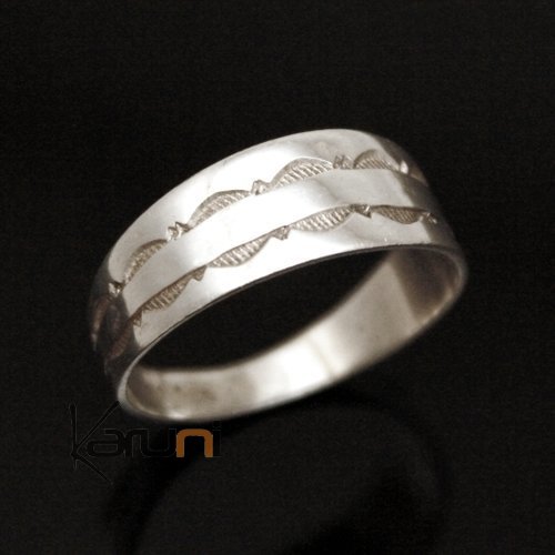 Silver Ring Alliance flat engraved man / woman 11