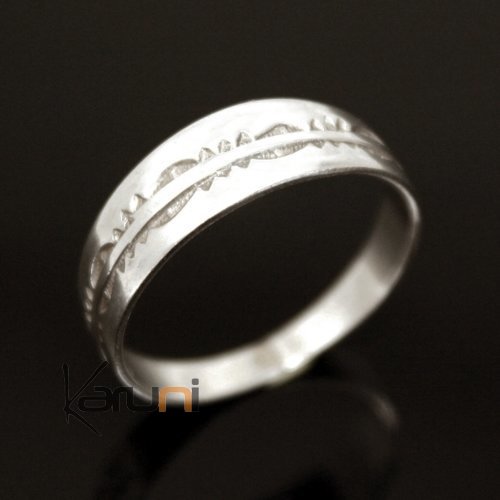 Silver Ring Alliance engraved flat man / woman 13