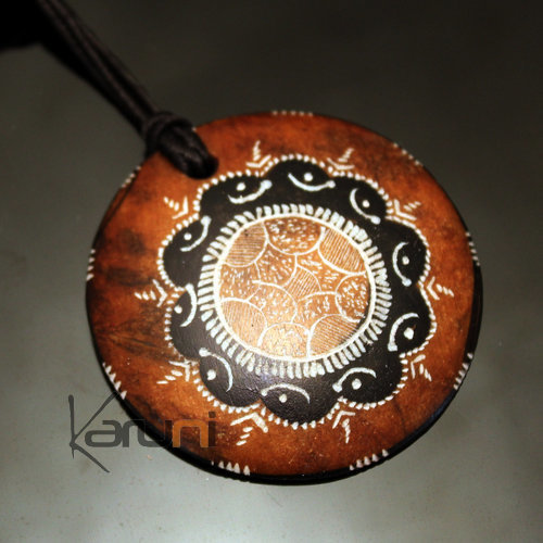 Ethnic Tuareg Jewelry Necklace Pendant Soap Stone Engraved 60 Niger Large Circle
